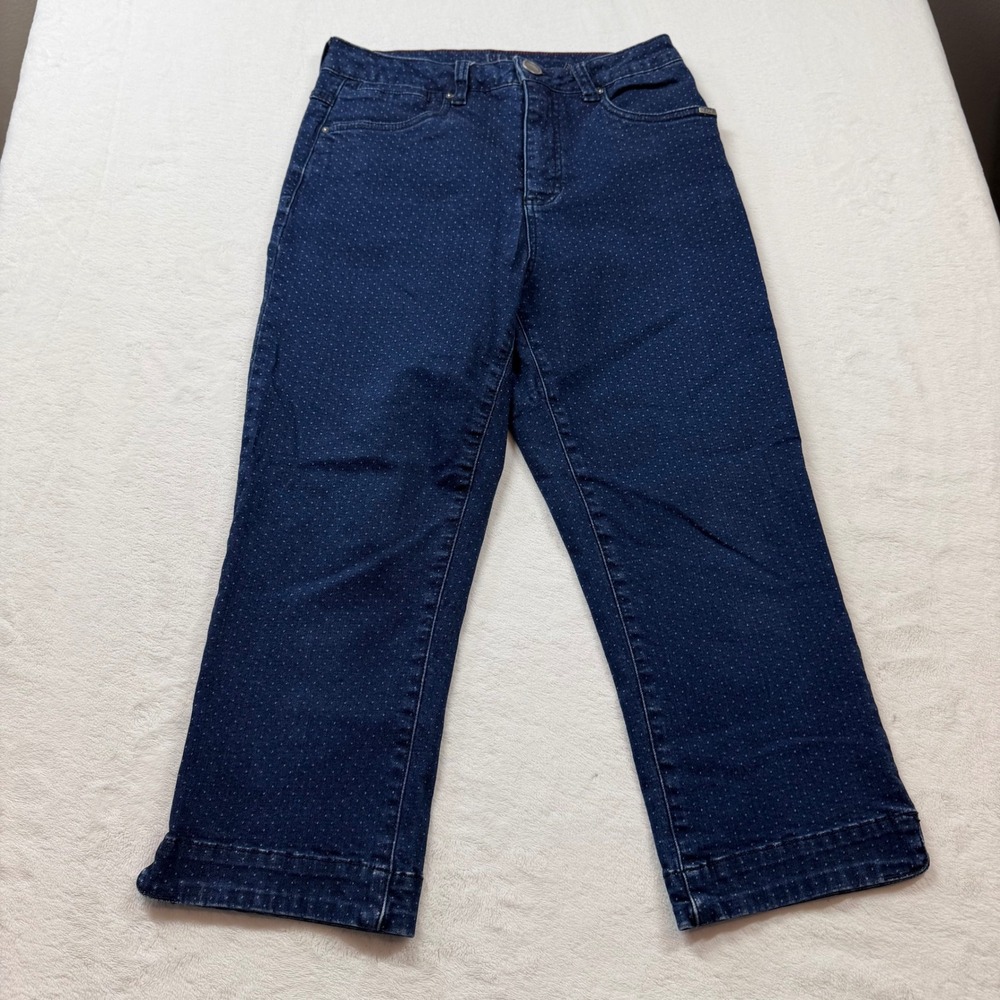 FDJ French Dressing Jeans Women 4 Blue Excellent Polka‎ Dot Crop Straight Leg